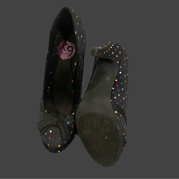 K9 by Rocket Dog Womens Size 8.5 M Black Slip On Polka Dots Heel Pumps - Picture 4 of 6